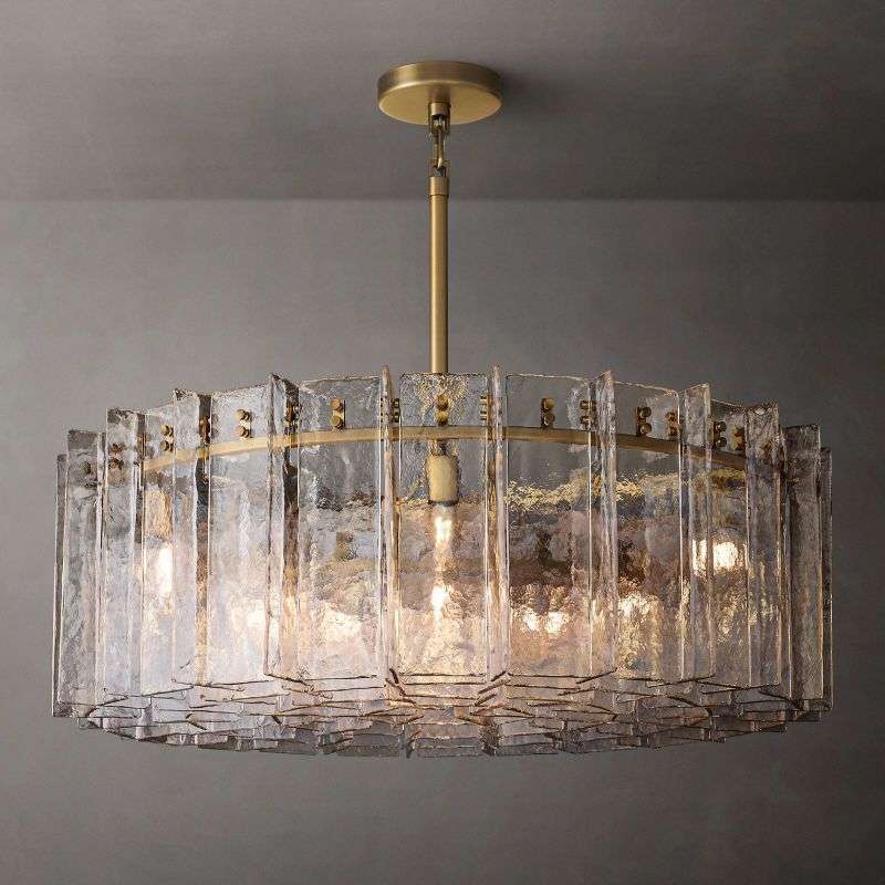 Lattice Clear Glass Round Chandelier 48" – view 3