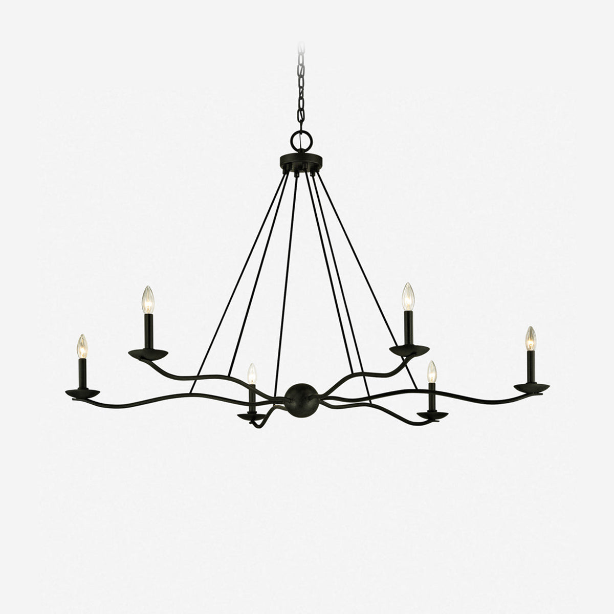 Atherton Forged Iron Chandelier 6-Light — Industrial Heritage Ceiling Light with Warm Commanding Glow