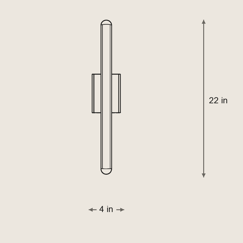 Baton Minimalist Brass 2-Light Linear Wall Sconce — Dimensions: 4 in width, 22 in height, 4 in depth, 4 lb weight