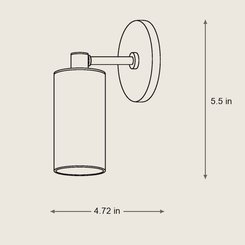 Brass Cylinder Sconce Lights - Bedroom Wall Sconces — Dimensions: