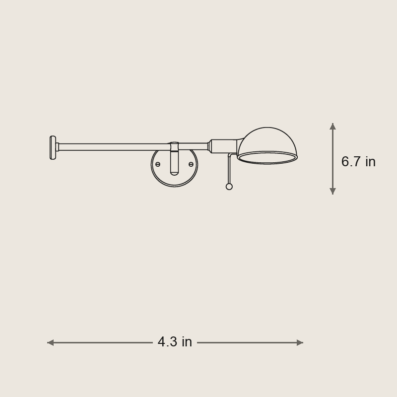 Reade Wall Light Antique Brass — Dimensions: 4.3 in width, 6.7 in height, 28.7 in depth