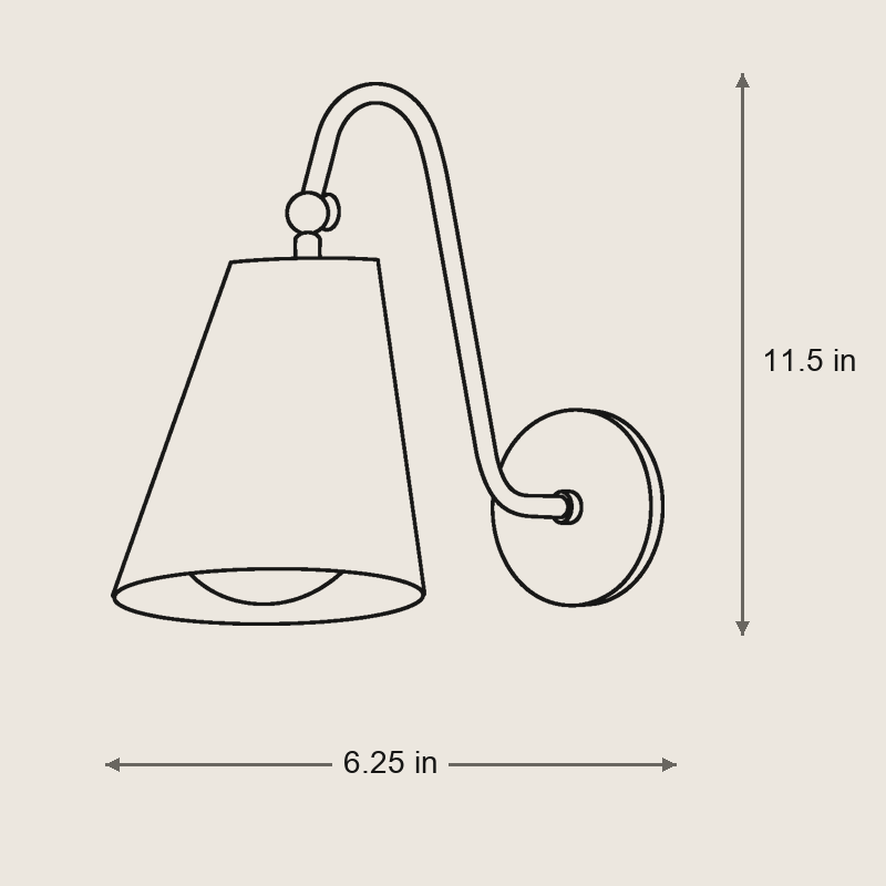 Saylor Sconce — Dimensions: 6.25 in width, 11.5 in height, 13.75 in depth