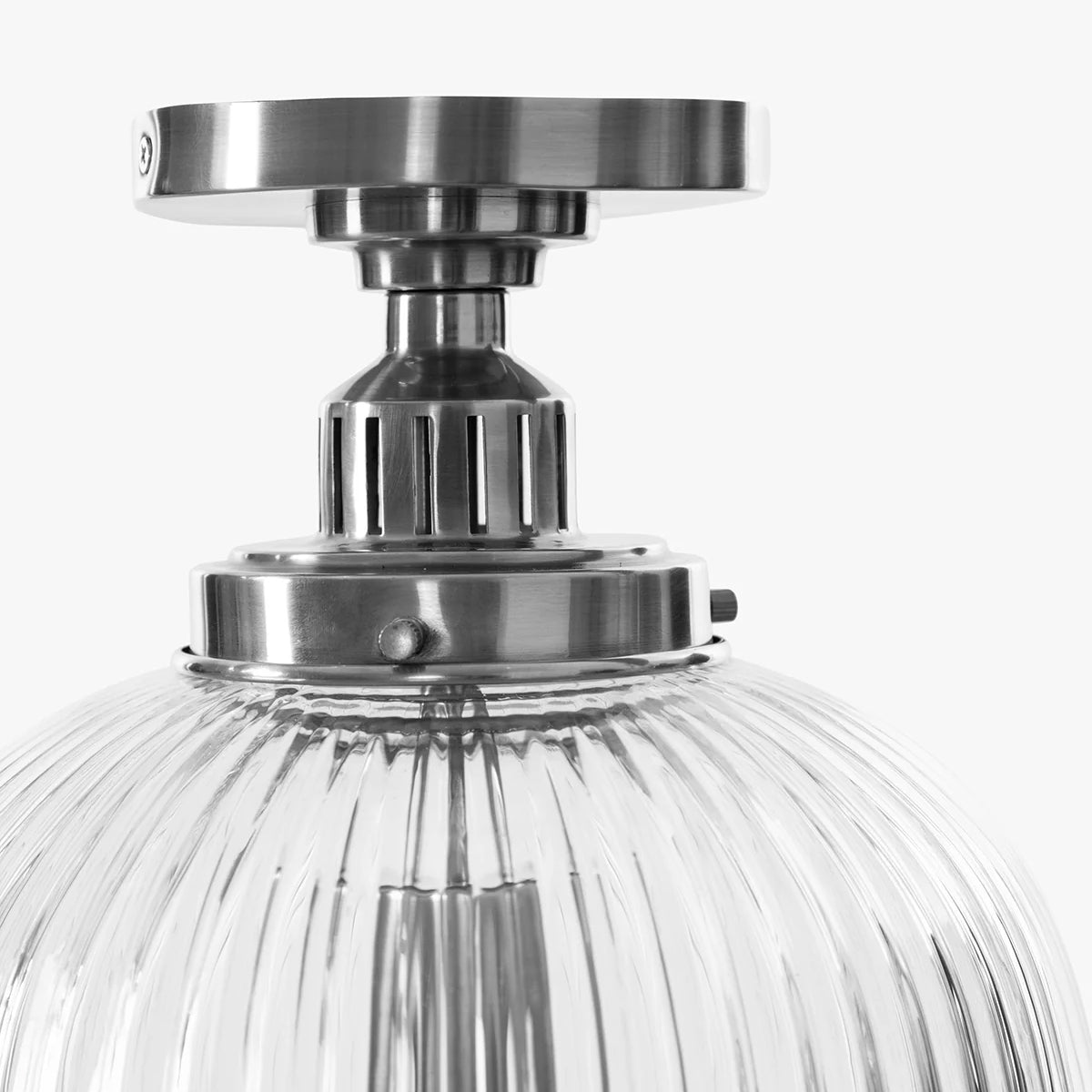 Hastings Hand-Blown Ribbed Glass Antique Brass Semi-Flush Mount