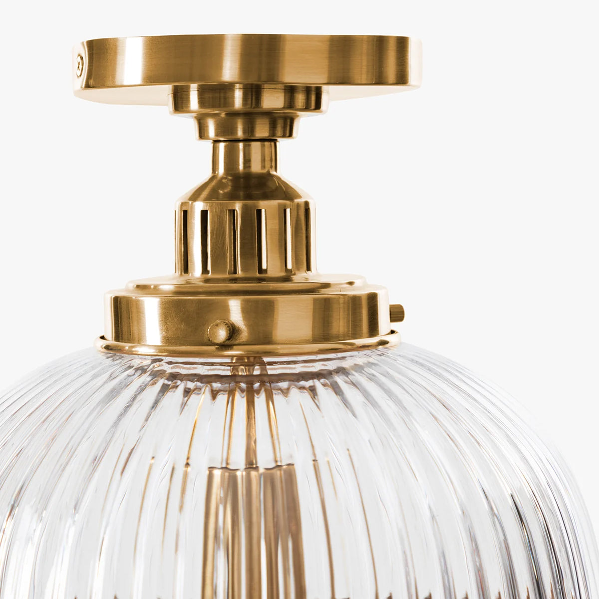 Hastings Hand-Blown Ribbed Glass Antique Brass Semi-Flush Mount