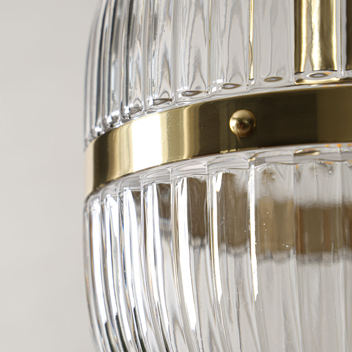 Hastings Hand-Blown Ribbed Glass Antique Brass Semi-Flush Mount