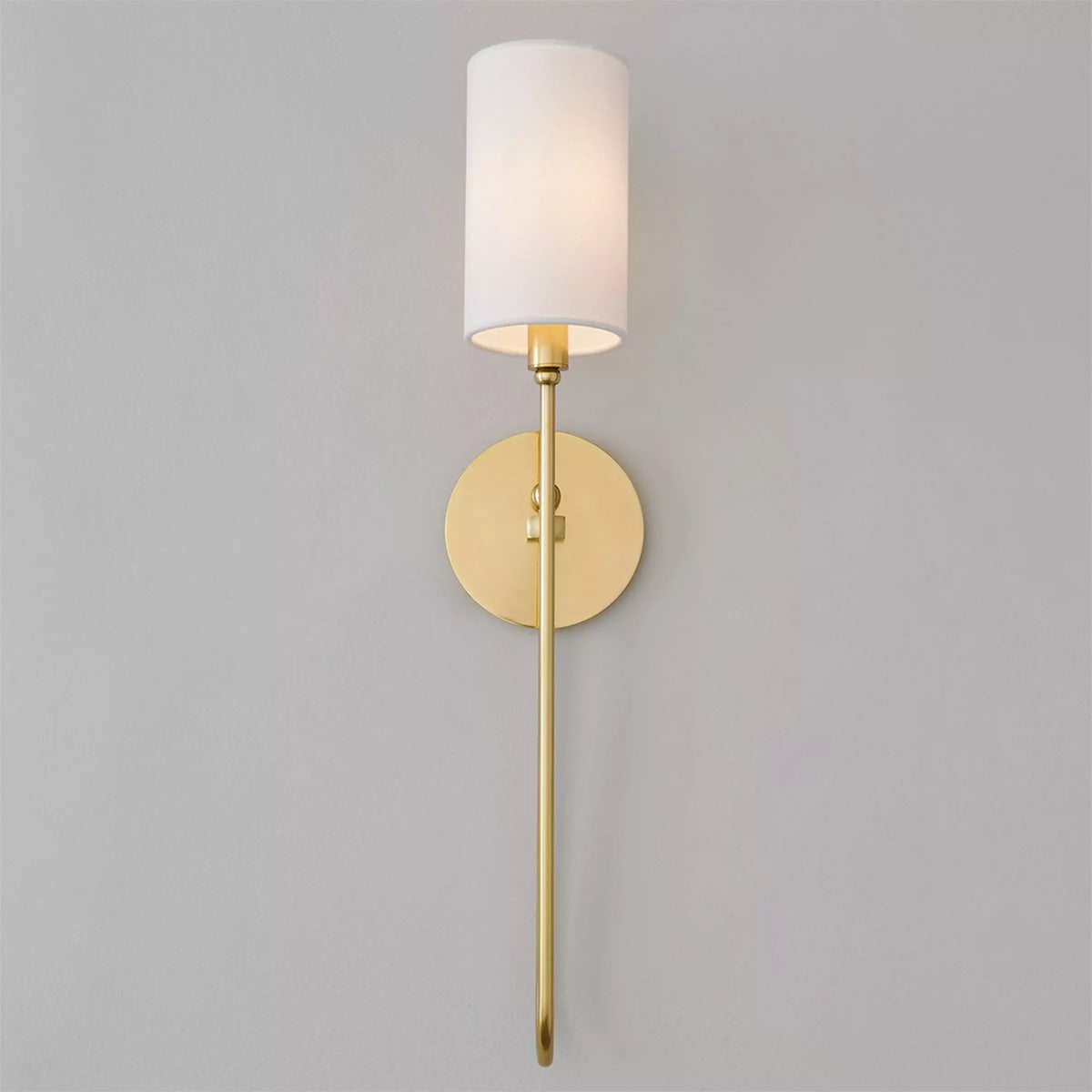 Midford Aged Brass White Linen Wall Sconce
