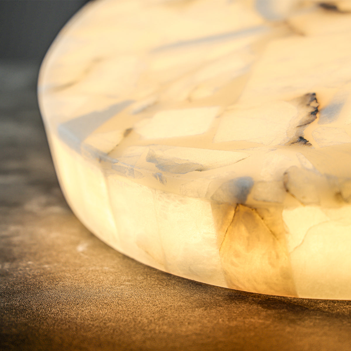 Round Alabaster Flush Mount Celing Light