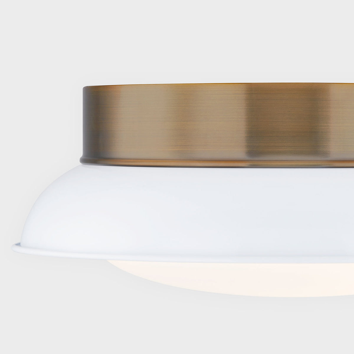 Two-Light Glossy Shade and Brass Flush Mount Ceiling Light