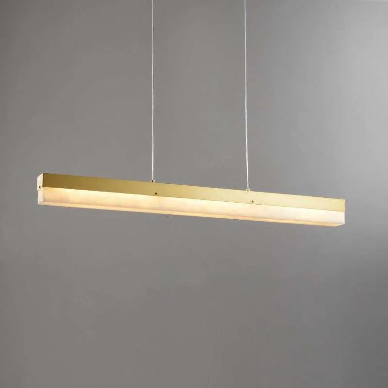 linear chandelier kitchen island