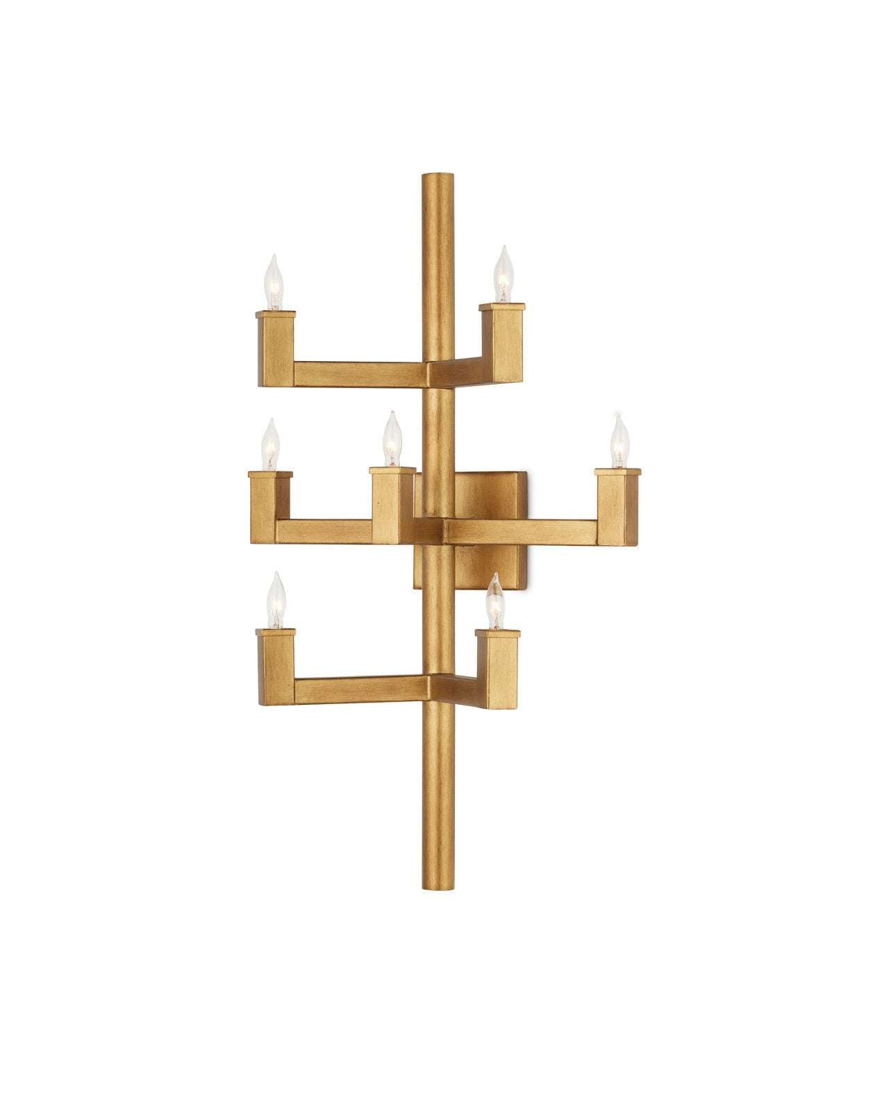 linear brass candle wall sconce