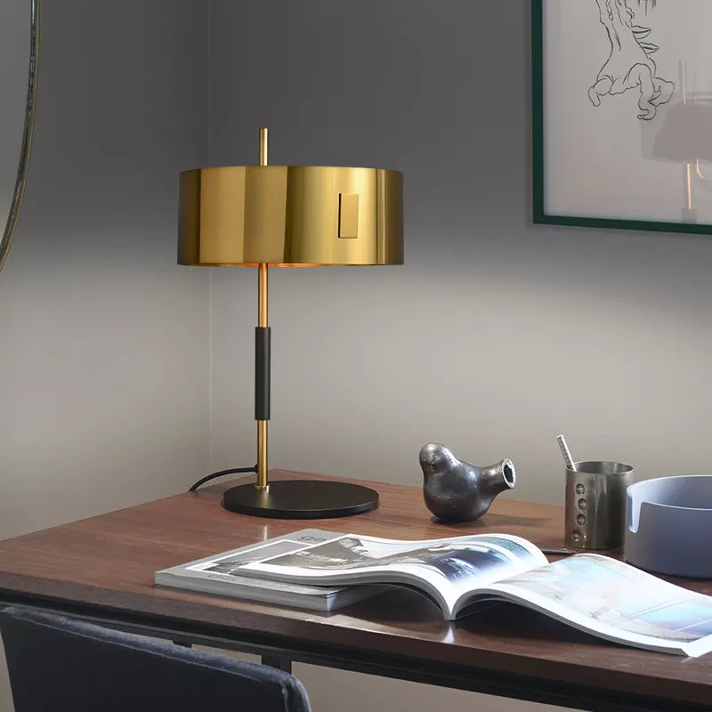 table lamp in burnished brass