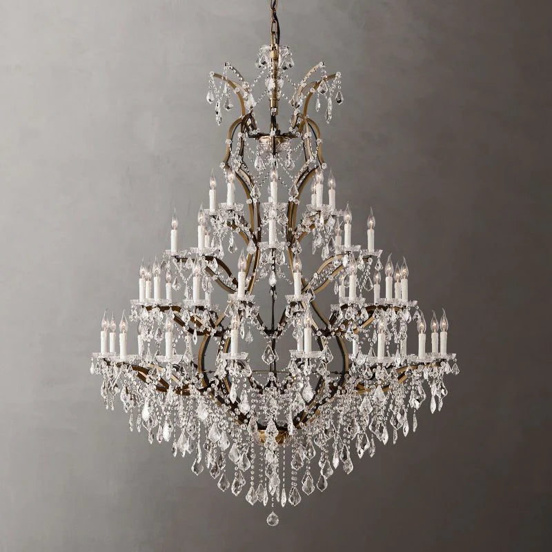 19th C. Rococo Iron & Crystal Round Chandelier