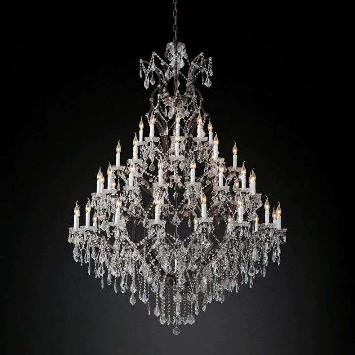 19th C. Rococo Iron & Crystal Round Chandelier