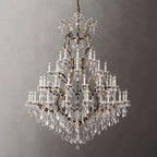 19th C. Rococo Iron & Crystal Round Chandelier
