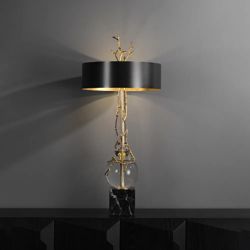 crystal table lamp with marble shade