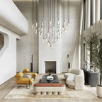 Solitaire Raindrop Round Chandelier – Modern Crystal Round Lighting Fixture - View 2