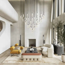 Solitaire Raindrop Round Chandelier – Modern Crystal Round Lighting Fixture - View 2