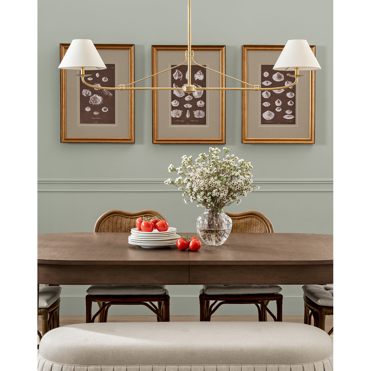 Fiddler Linear Chandelier modern LED ceiling light over kitchen island
