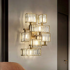 satin brass and crystal wall lamp