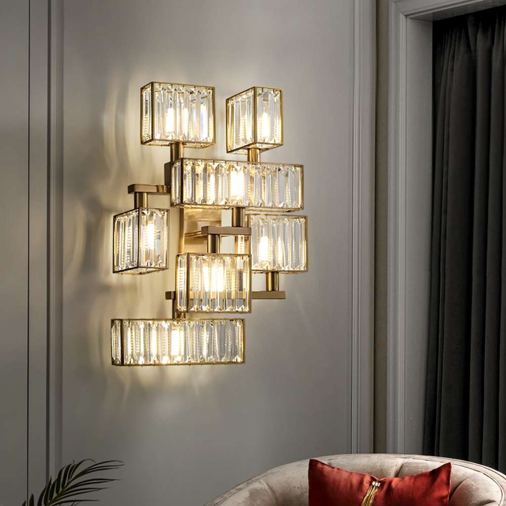 crystal and brass wall lighting