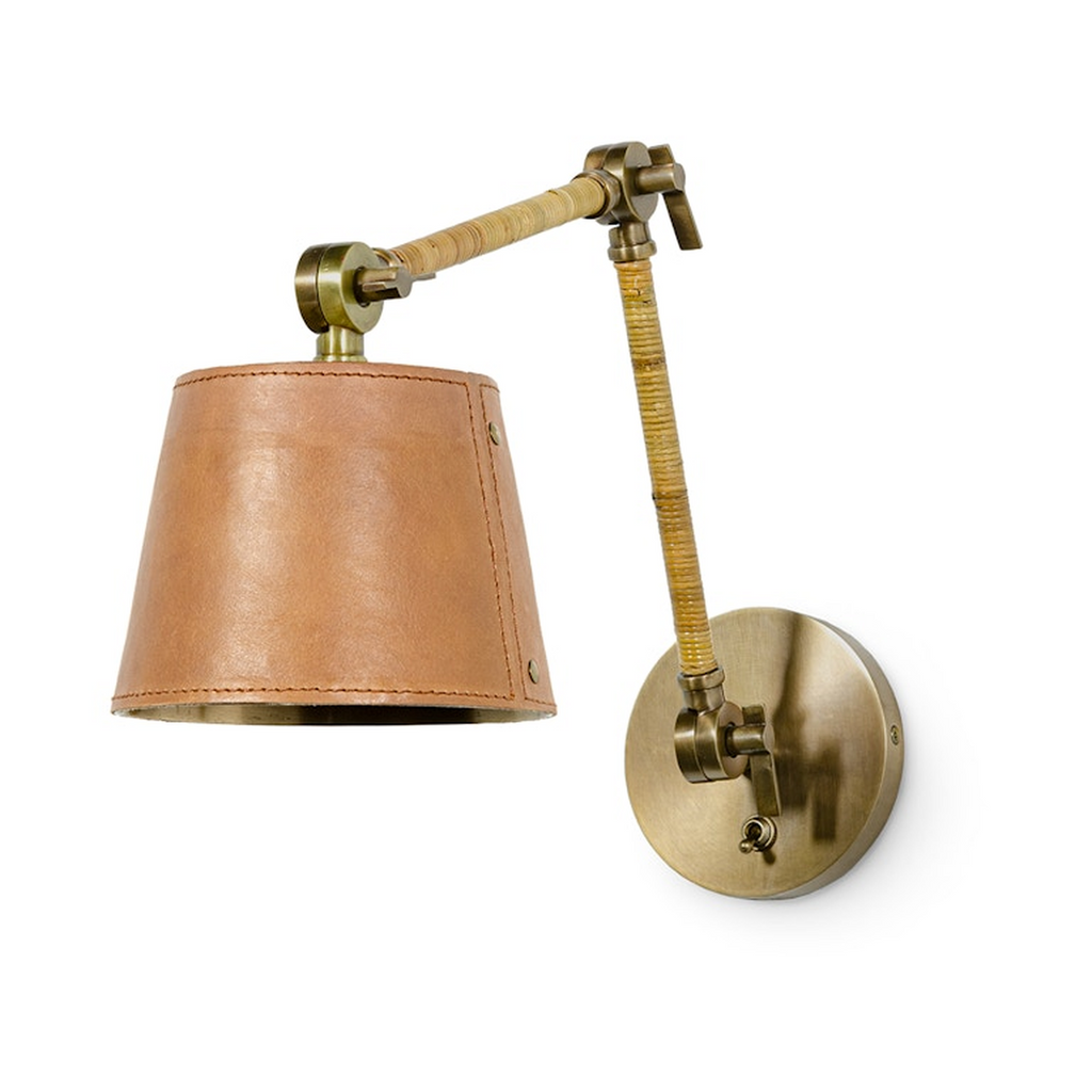 Hendrick Articulating Sconce - Adjustable Brass & Leather Wall Light