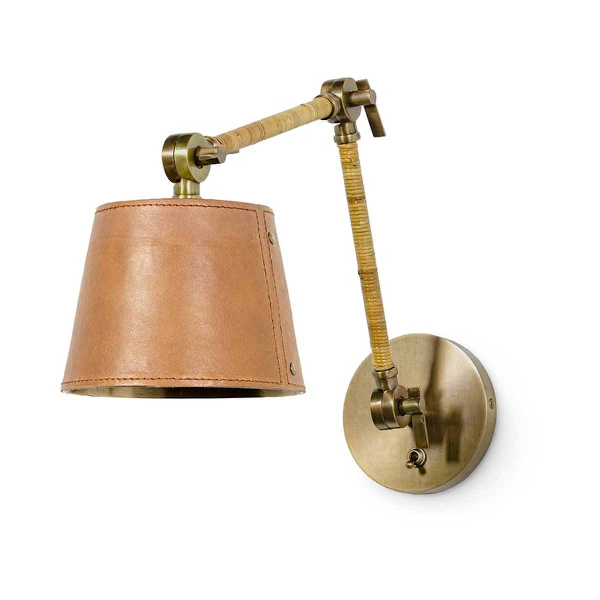 Hendrick Articulating Sconce - Adjustable Brass & Leather Wall Light