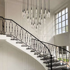 Solitaire Raindrop Round Chandelier – Modern Crystal Round Lighting Fixture - View 4