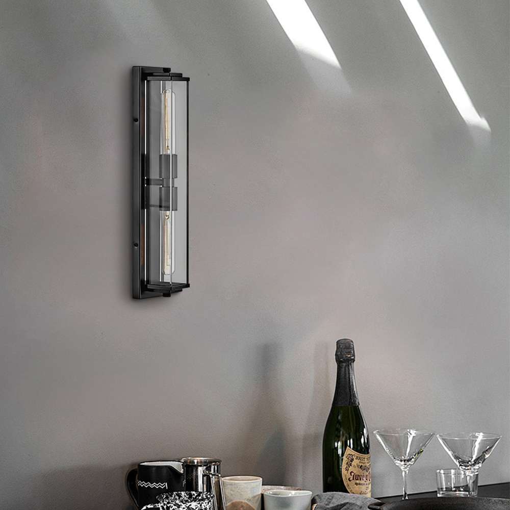 Minimalist Clear Shade Vanity Square Wall Sconce - View 2