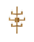 Linear brass candle wall sconce with modern vertical design for luxury interiors