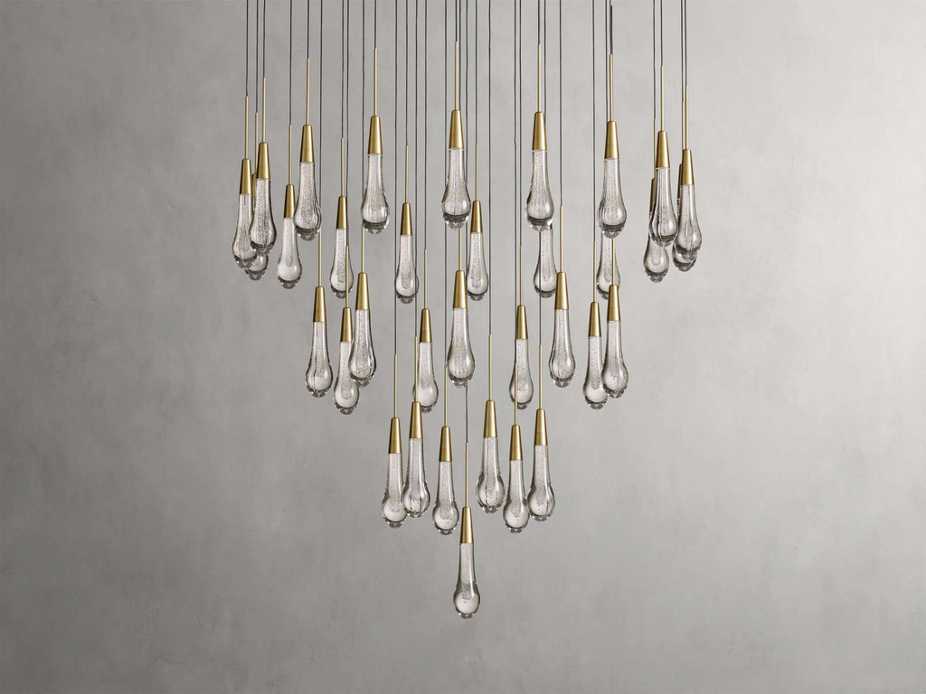 Solitaire Raindrop Round Chandelier – Modern Crystal Round Lighting Fixture - View 21