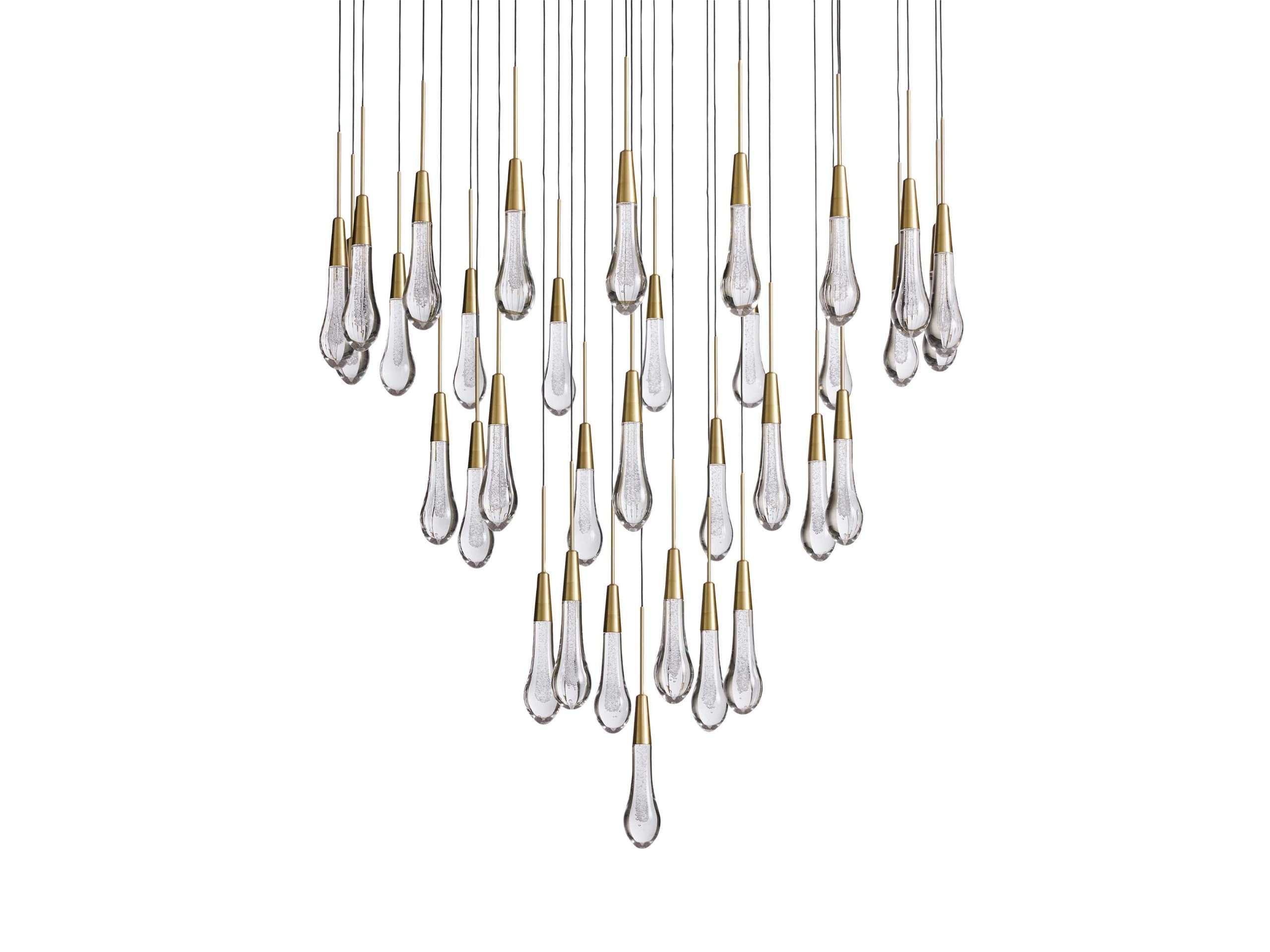 Solitaire Raindrop Round Chandelier – Modern Crystal Round Lighting Fixture - View 22
