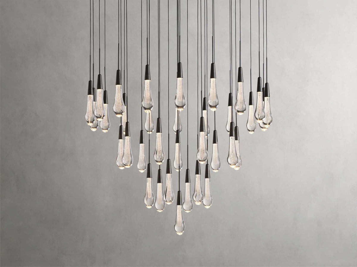 Solitaire Raindrop Round Chandelier – Modern Crystal Round Lighting Fixture - View 24