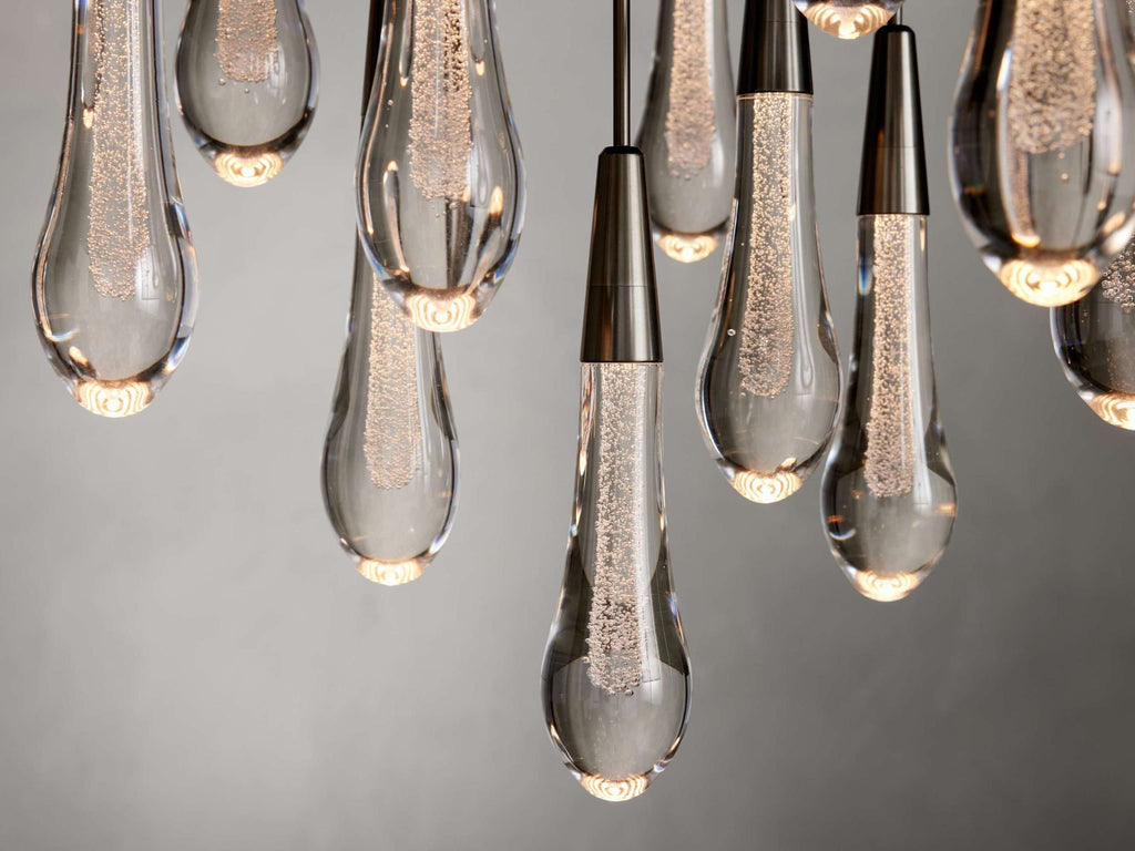 Solitaire Raindrop Round Chandelier – Modern Crystal Round Lighting Fixture - View 11