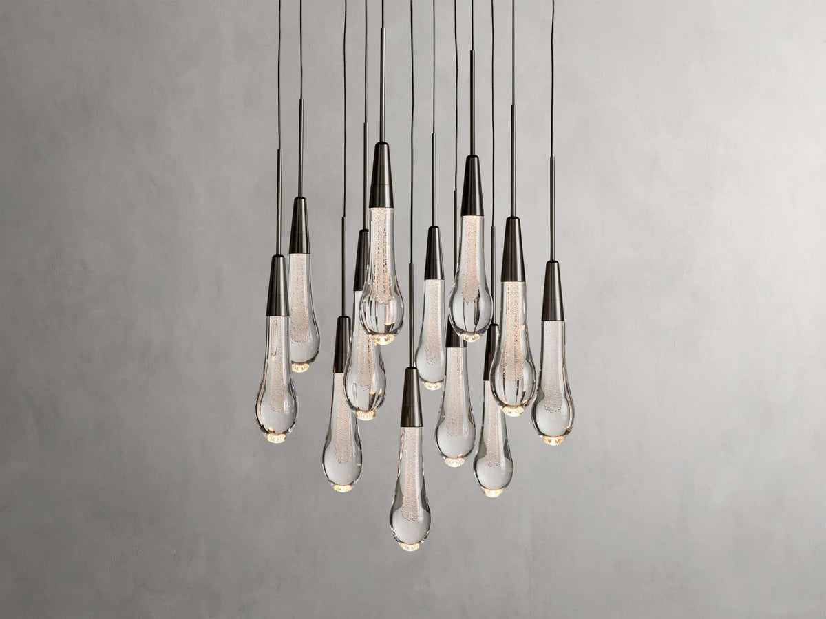 Solitaire Raindrop Round Chandelier – Modern Crystal Round Lighting Fixture - View 23