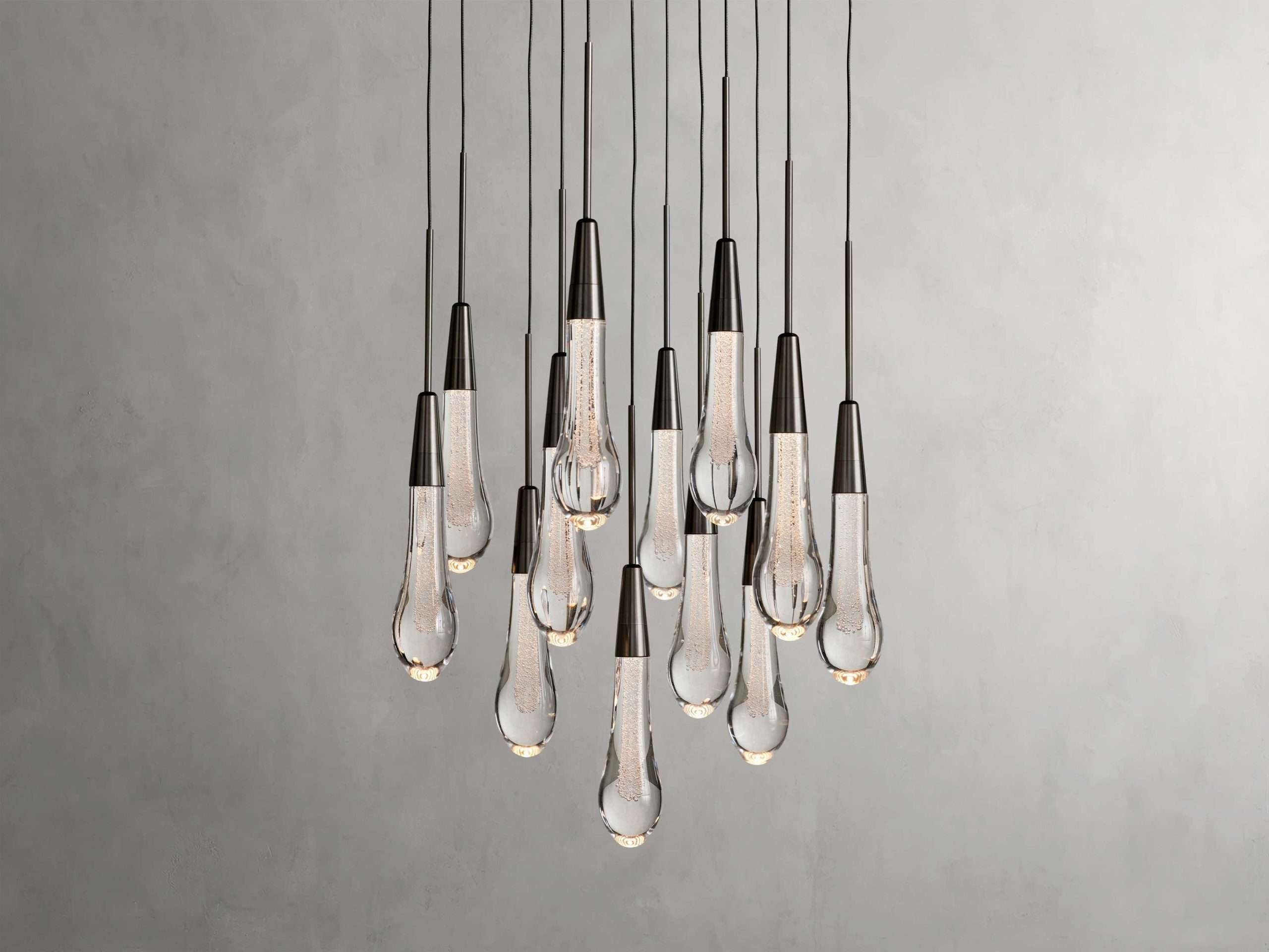 Solitaire Raindrop Round Chandelier – Modern Crystal Round Lighting Fixture - View 23