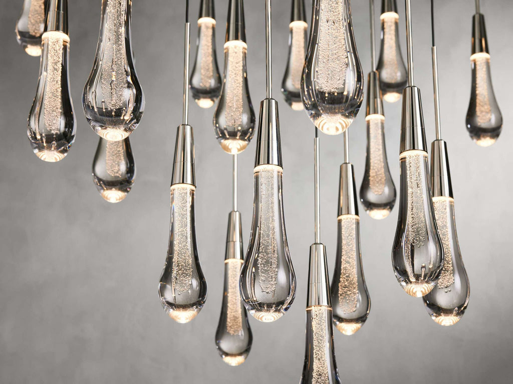 Solitaire Raindrop Round Chandelier – Modern Crystal Round Lighting Fixture - View 26