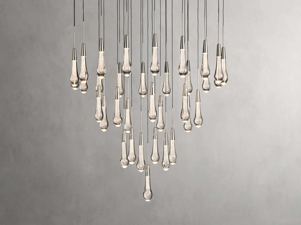 Solitaire Raindrop Round Chandelier – Modern Crystal Round Lighting Fixture - View 25