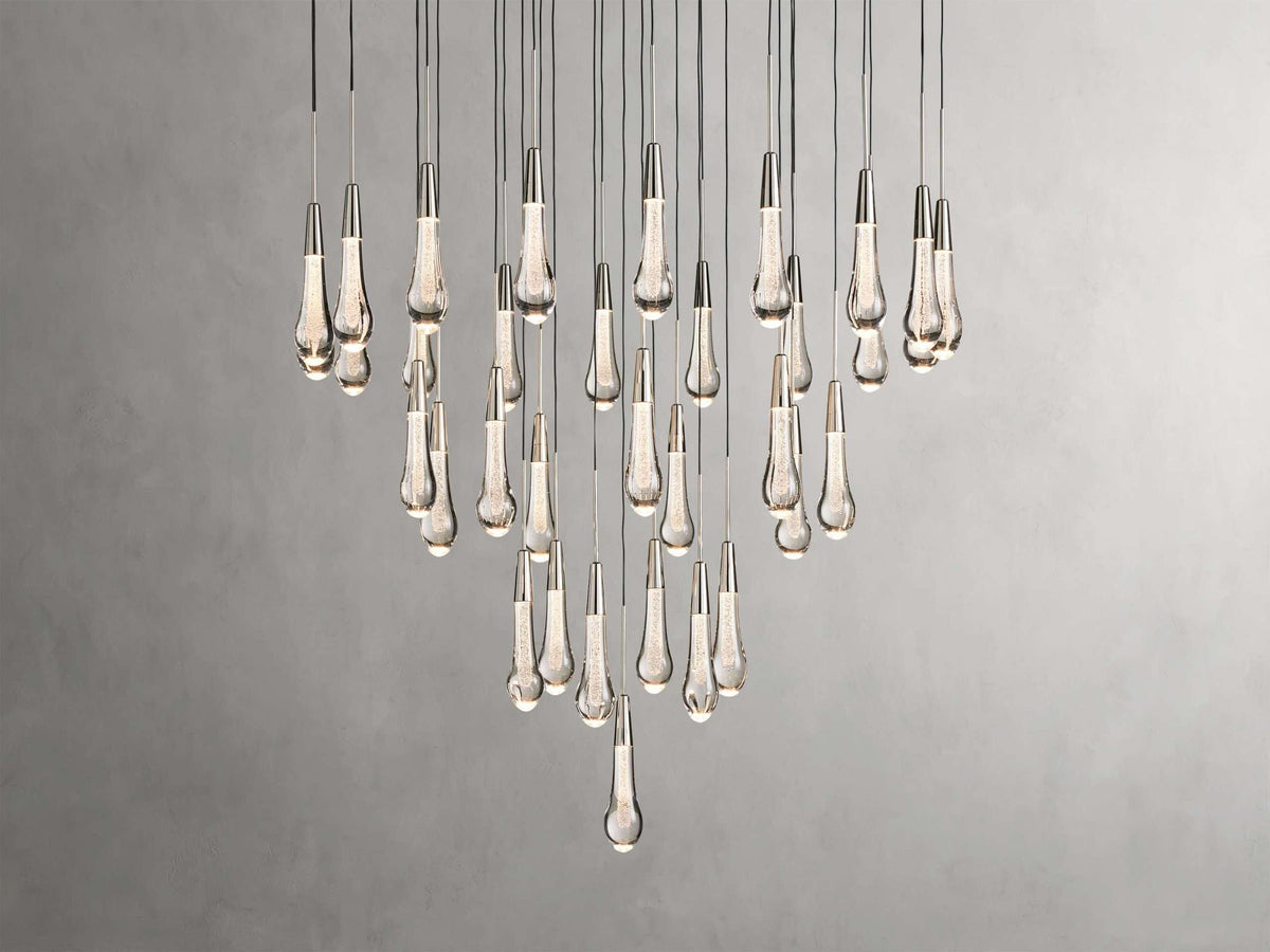 Solitaire Raindrop Round Chandelier – Modern Crystal Round Lighting Fixture - View 25
