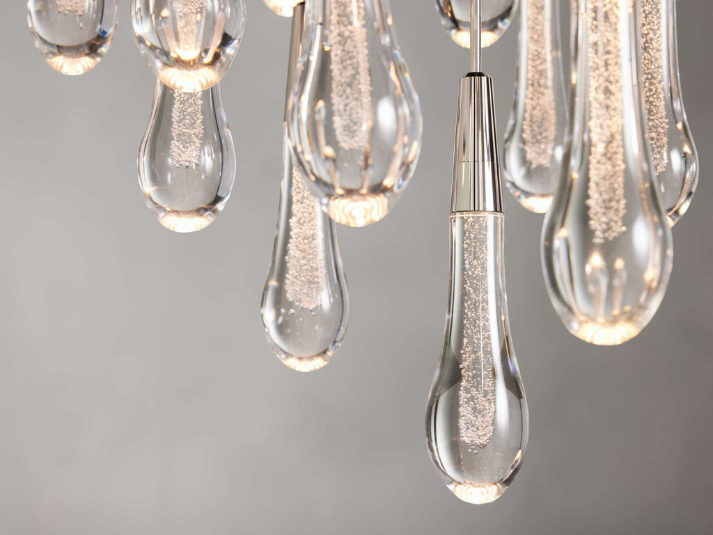 Solitaire Raindrop Round Chandelier – Modern Crystal Round Lighting Fixture - View 10