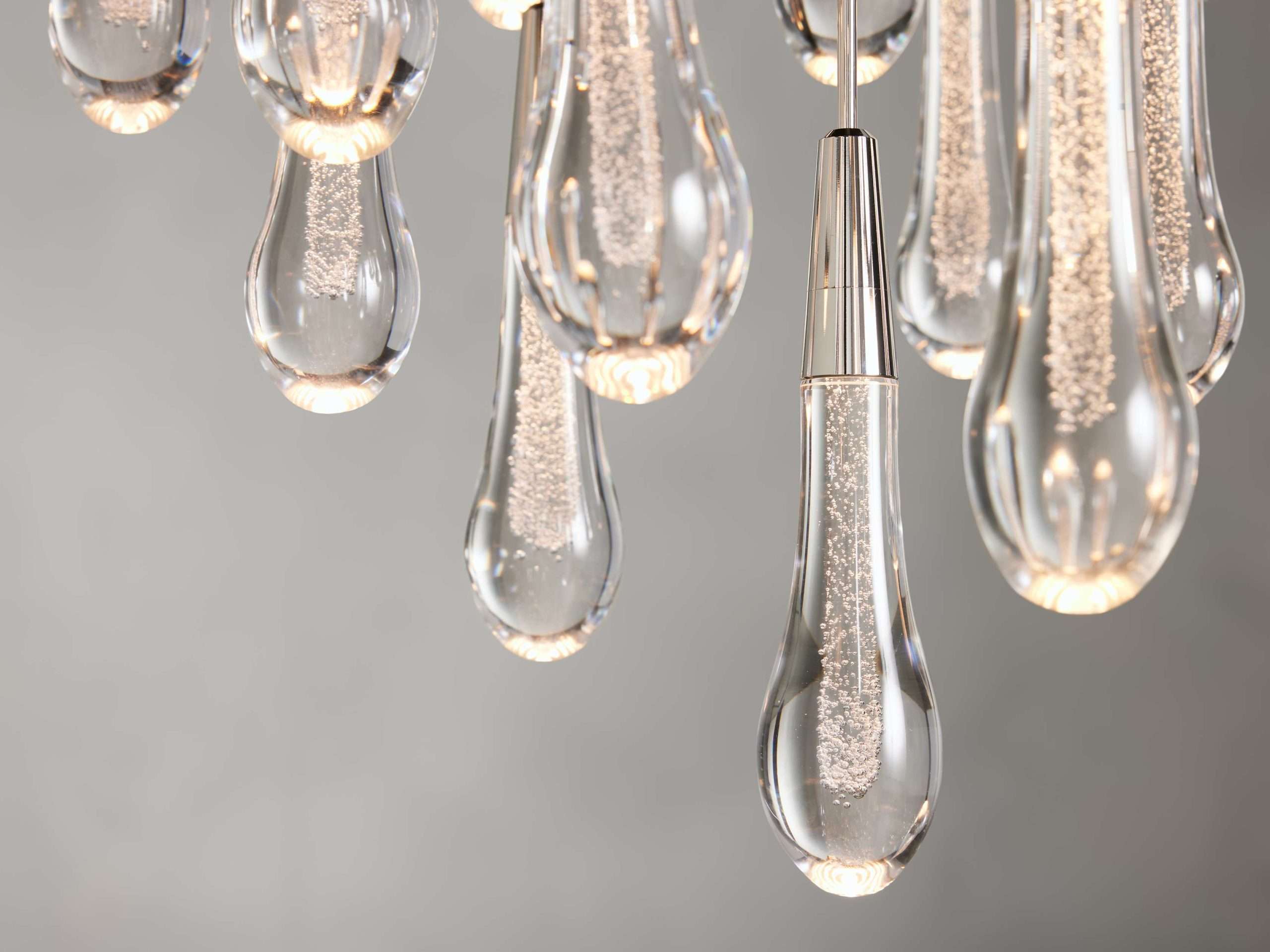 Solitaire Raindrop Round Chandelier – Modern Crystal Round Lighting Fixture - View 10