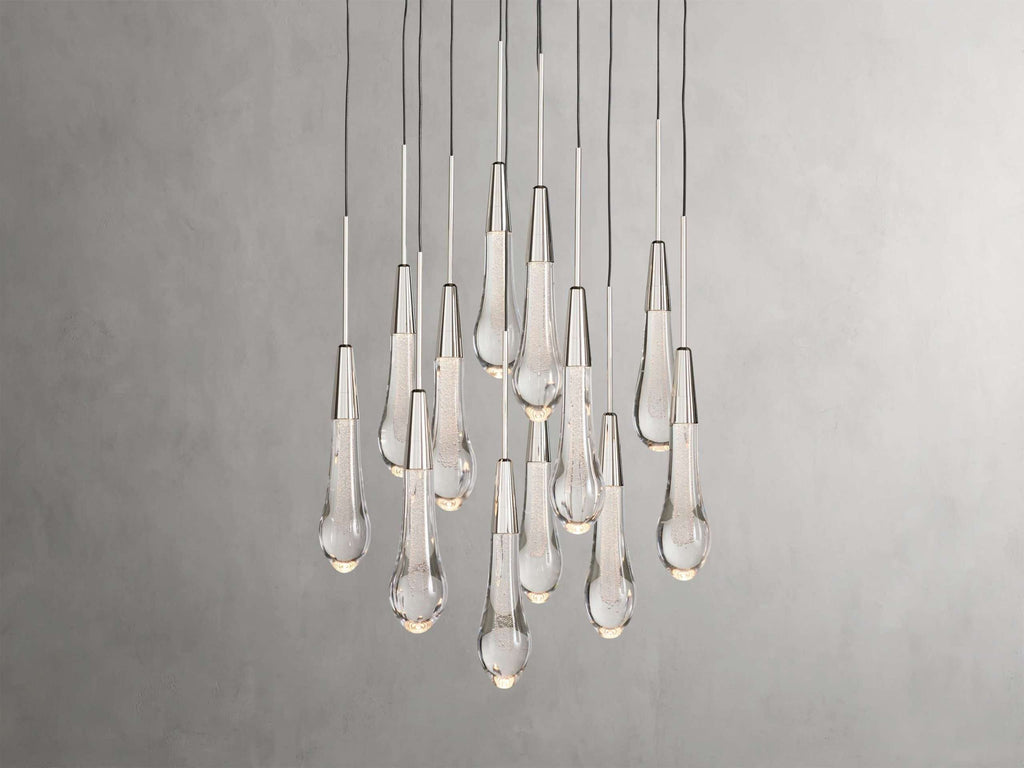 Solitaire Raindrop Round Chandelier – Modern Crystal Round Lighting Fixture - View 27
