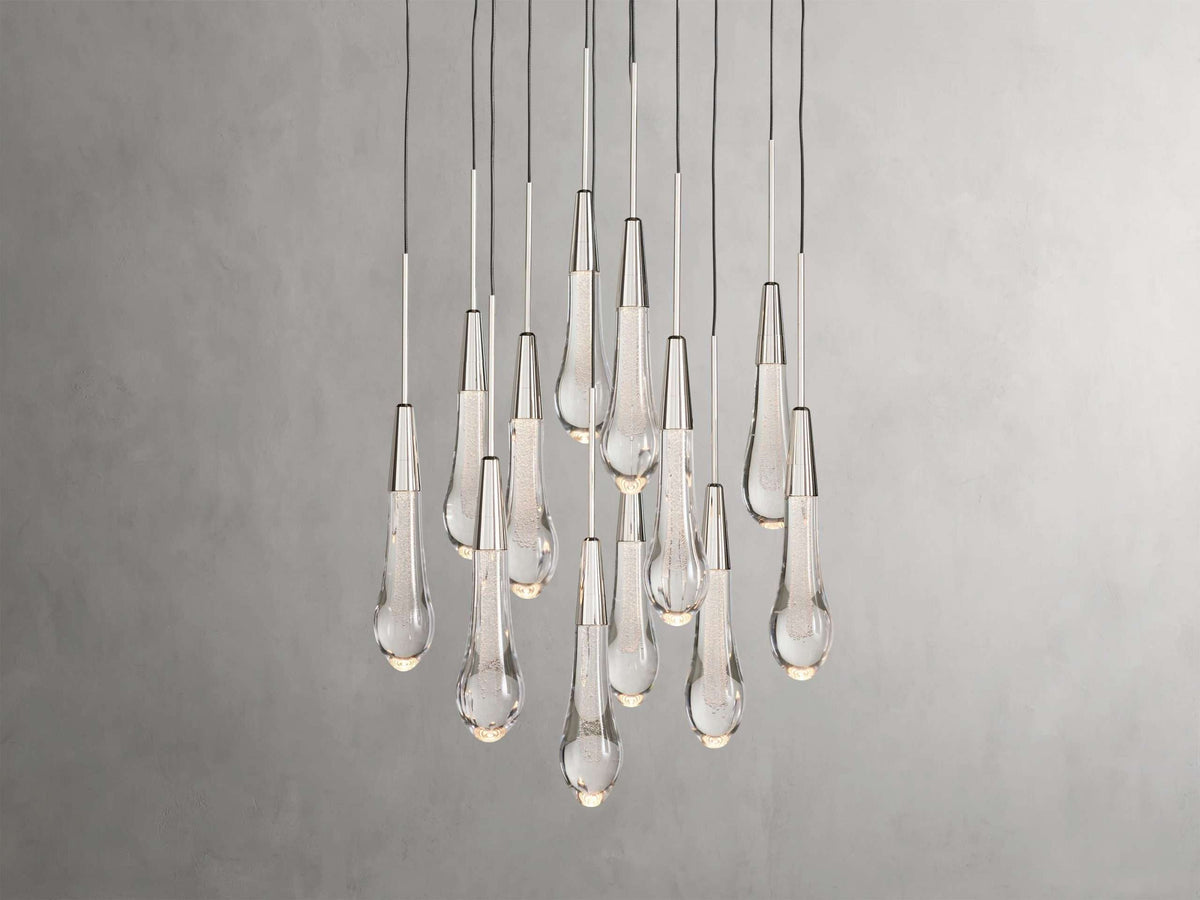Solitaire Raindrop Round Chandelier – Modern Crystal Round Lighting Fixture - View 27