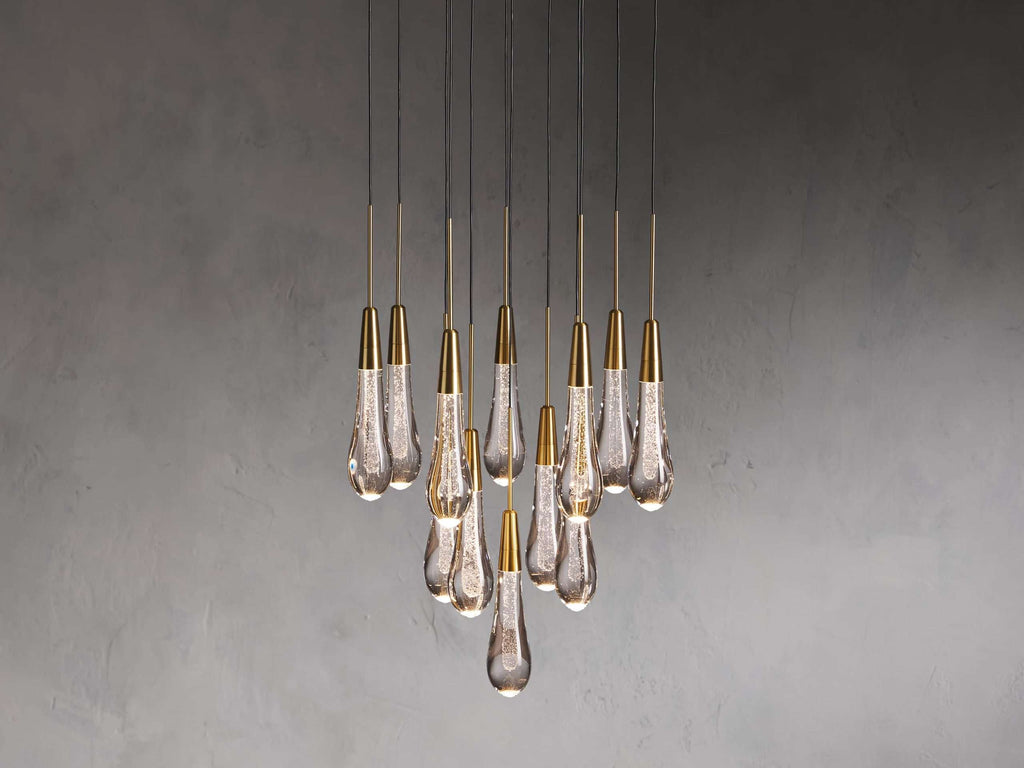 Solitaire Raindrop Round Chandelier – Modern Crystal Round Lighting Fixture - View 13