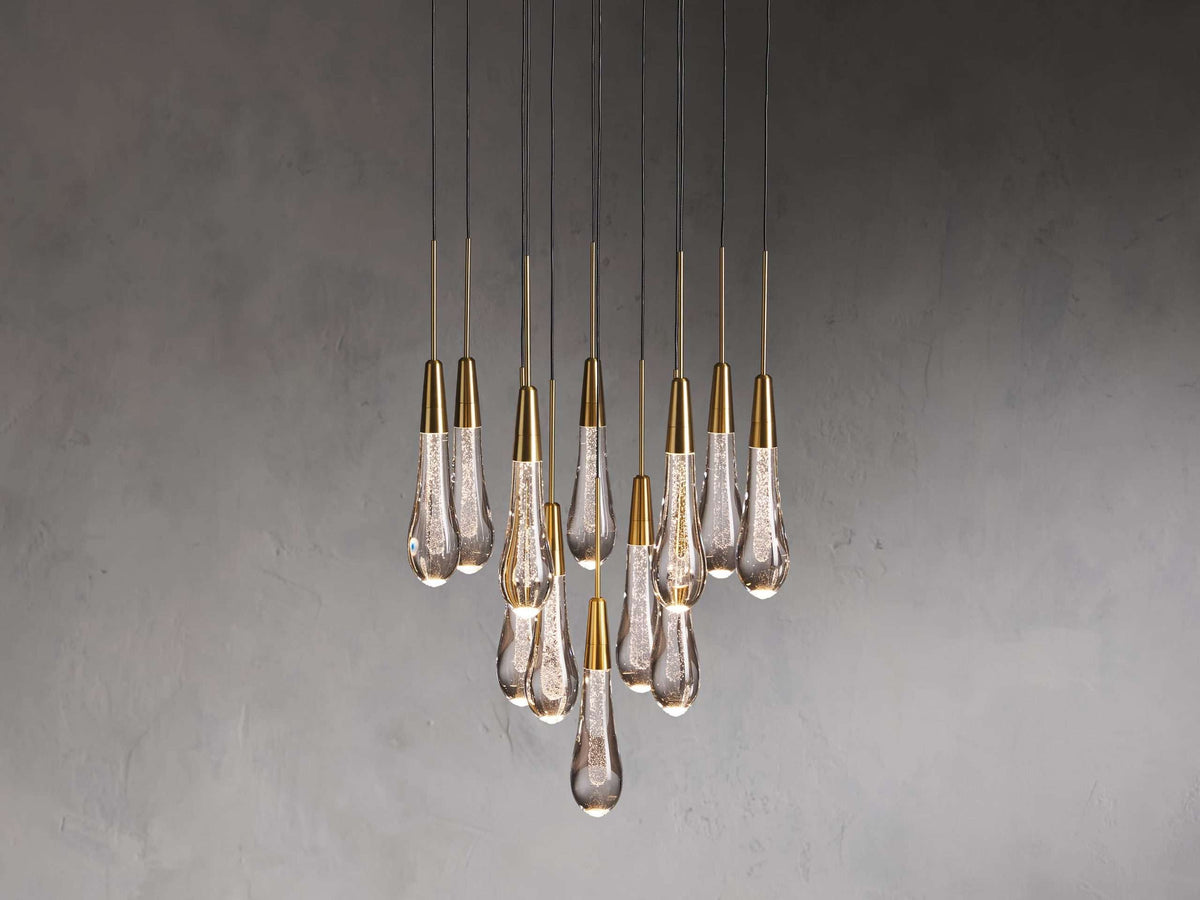 Solitaire Raindrop Round Chandelier – Modern Crystal Round Lighting Fixture - View 13