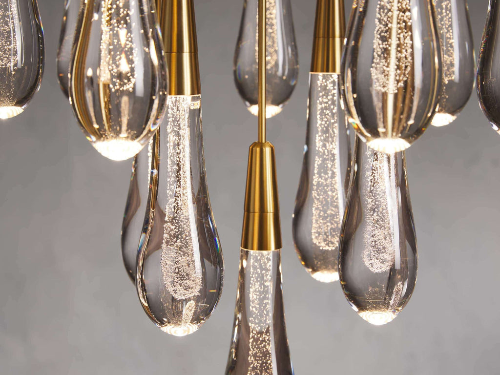 Solitaire Raindrop Round Chandelier – Modern Crystal Round Lighting Fixture - View 8