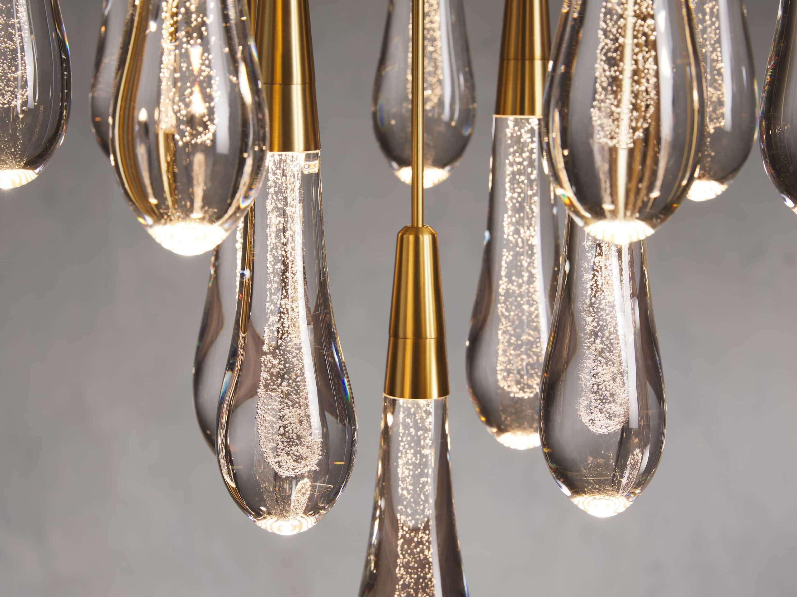 Solitaire Raindrop Round Chandelier – Modern Crystal Round Lighting Fixture - View 8