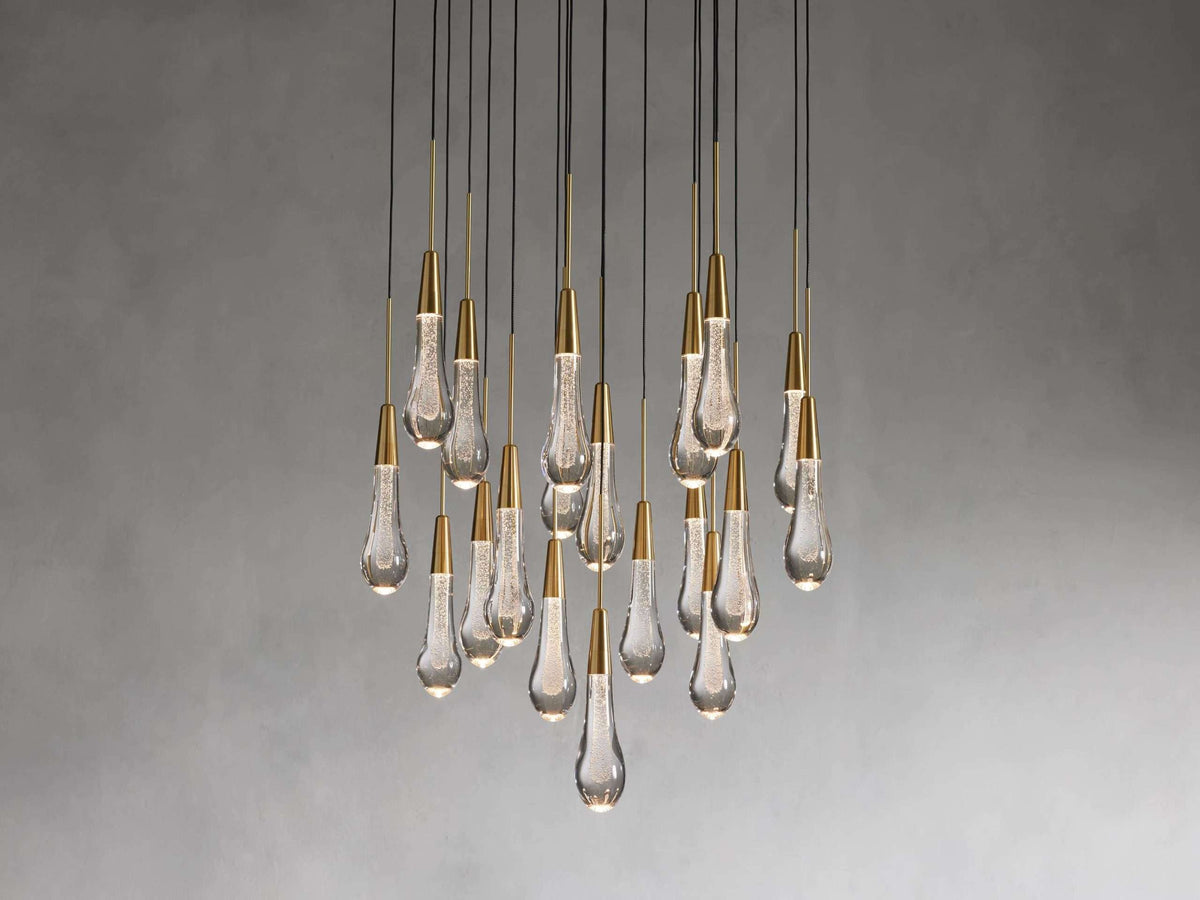 Solitaire Raindrop Round Chandelier – Modern Crystal Round Lighting Fixture - View 19