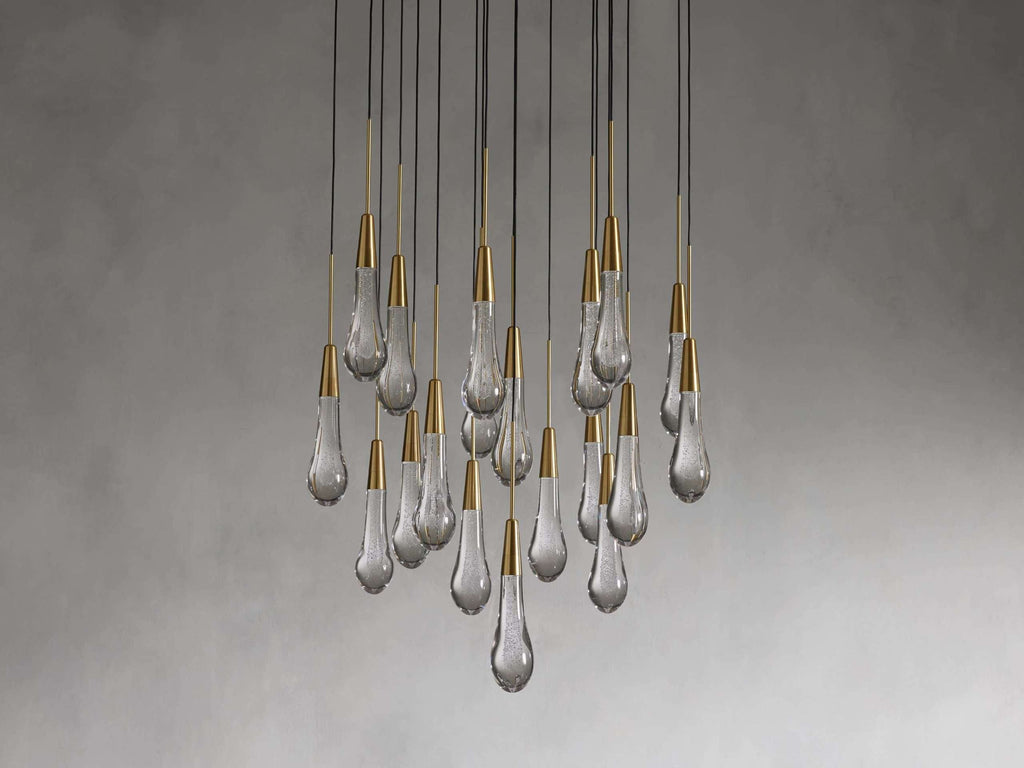 Solitaire Raindrop Round Chandelier – Modern Crystal Round Lighting Fixture - View 20