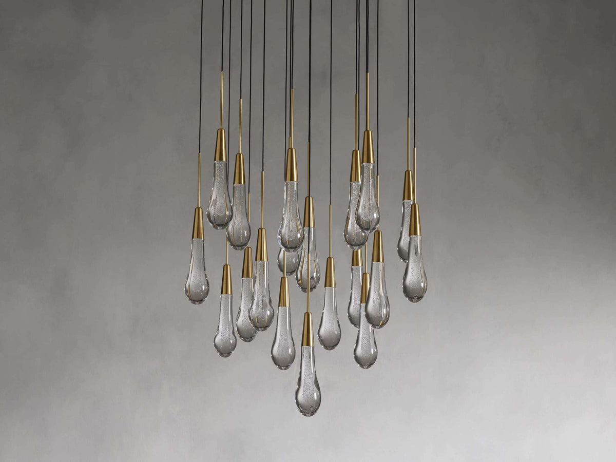 Solitaire Raindrop Round Chandelier – Modern Crystal Round Lighting Fixture - View 20