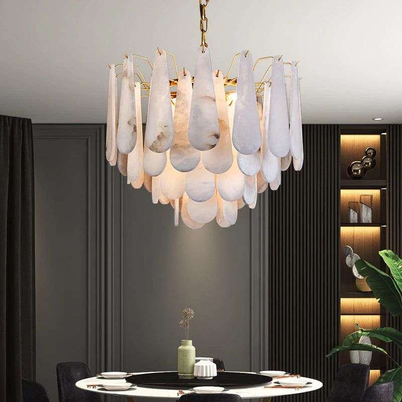 Alabaster Feathery Chandelier | Minimalist Chandelier Styles - View 2